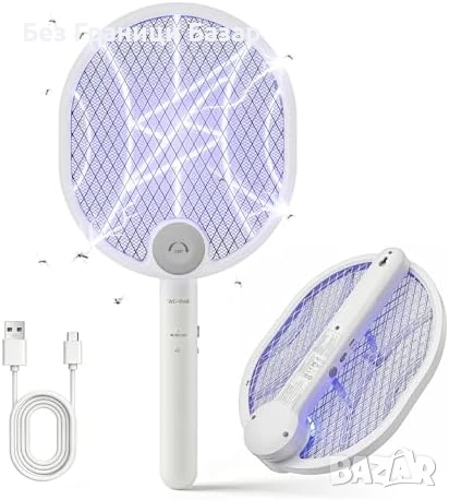 Нова Електрическа мухобойка 4000V USB-C акумулаторна сгъваема ракета за насекоми убиец