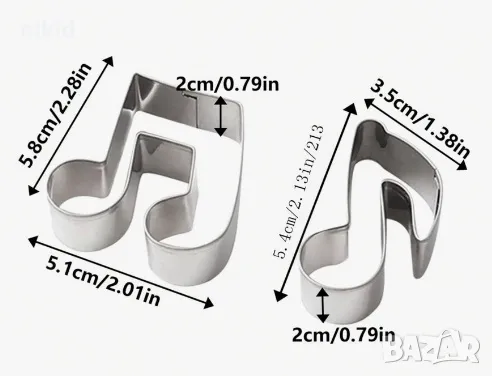 Музикална нота метален резец декорация бисквитки торта тесто фондан шоколад, снимка 2 - Форми - 19366459