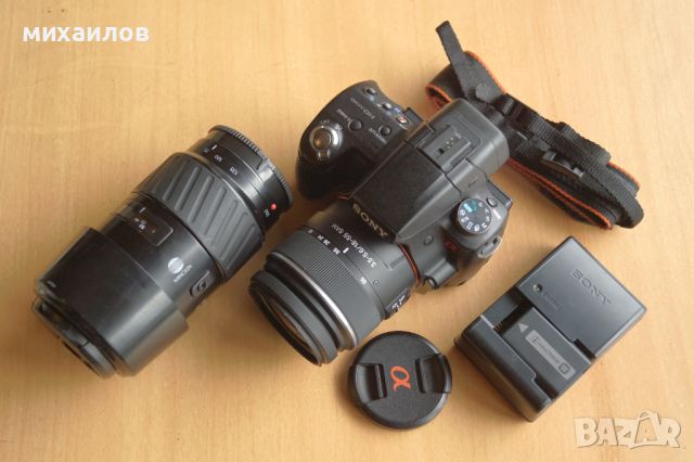 Sony a55v 18-55 mm AF , 75-300mm AF., снимка 1 - Фотоапарати - 45978147