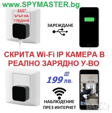 РЕАЛНО ЗАРЯДНО Устройство с Вградена WI-FI IP Камера , снимка 2 - Друга електроника - 47140583