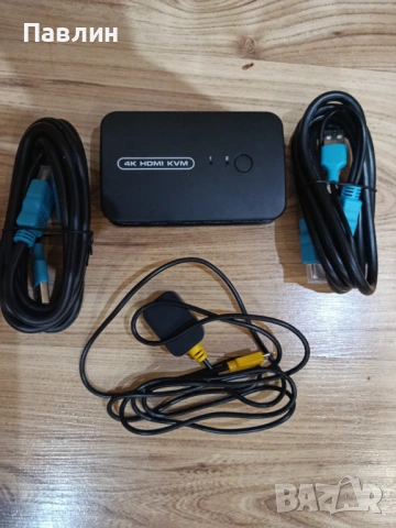 HDMI KVM Switch 2 Port Dual Monitor Display 4K-Чисто нов
