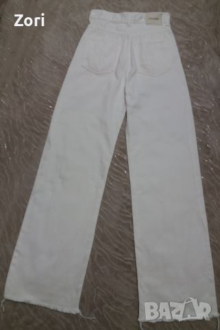 Бели дънки с висока талия и широк крачол ХС размер , снимка 4 - Дънки - 45629873