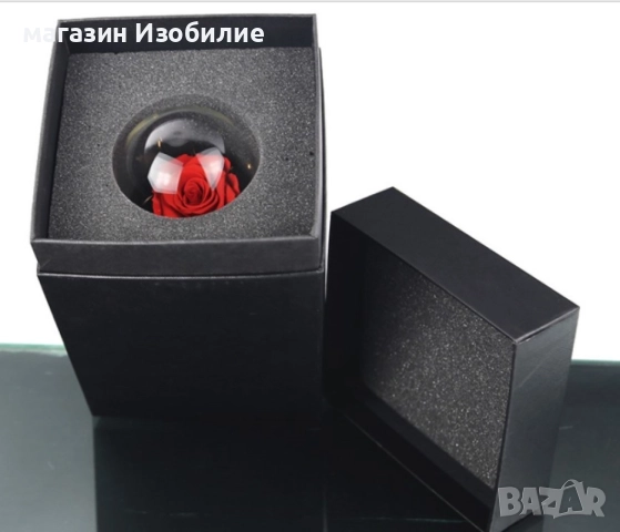 Вълшебна неувяхваща роза в стъкленица с LED светлина. Размер: 8.5 х 18 см; Размер на кутия: 16 х 16 , снимка 5 - Изкуствени цветя - 52322606