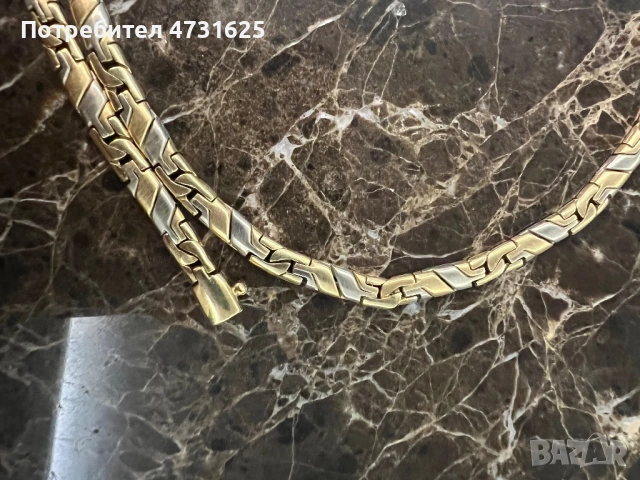 Мъжки ланец 14 карата, проба 585; 34.15 гр. Унисекс бяло и жълто злато., снимка 2 - Колиета, медальони, синджири - 53411484