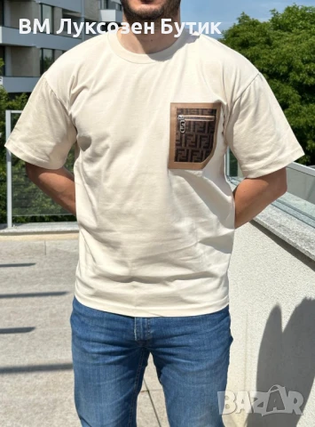 🟡⚫🔴 МЪЖКА ТЕНИСКА FENDI СТИЛ – В ТРИ ЦВЯТА! 🔴⚫🟡 💥 СПЕЦИАЛНО НАМАЛЕНИЕ САМО ТАЗИ СЕДМИЦА! 💥, снимка 4 - Тениски - 50456666