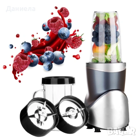 Мощен блендер за смутита с пълен комплект чаши и бутилки - BPA Free, импулсен режим, снимка 6 - Блендери - 54286581