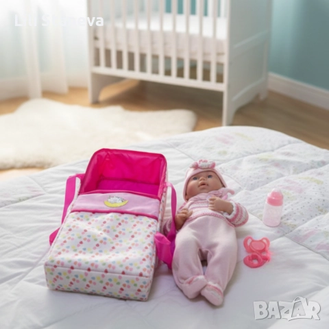 Кукла бебе с пълен комплект – Шише, пижама, легълце и аксесоари - 42 см - НА БЪЛГАРСКИ., снимка 10 - Кукли - 52564752