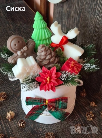 Коледен букет със глицеринови сапуни с добавен аромат, снимка 3 - Коледни подаръци - 52435439