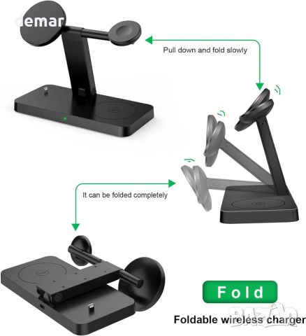 Магнитно безжично зарядно устройство, 4 в 1 безжична зарядна станция Magsafe, снимка 8 - Аксесоари за Apple - 45749896