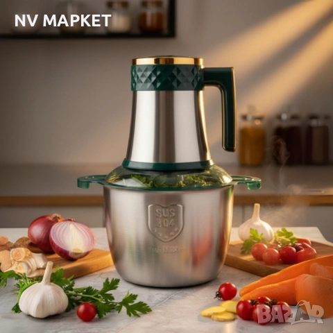 Чопър многофункционален Kitchen Expert 3L SUS 304 – бързо мели, реже и пюрира ,неръждаема стомана