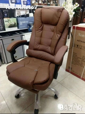 Ергономичен офис стол с лумбална опора от еко кожа – комфорт за дълги часове без болки