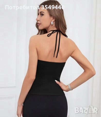 Елегантен черен топ, снимка 2 - Корсети, бюстиета, топове - 53315755