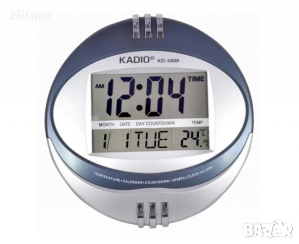 Настолен/стенен часовник, будилник, термометър в едно с LCD дисплей, снимка 5 - Други стоки за дома - 52815686