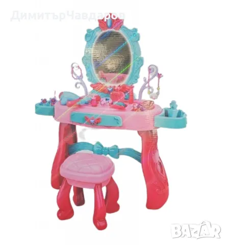 Детска тоалетка с огледало, осветление и аксесоари - 31 части