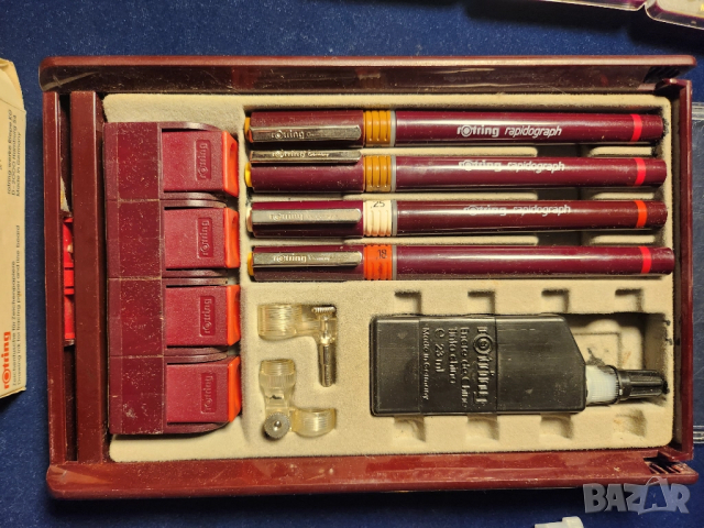 рапидографи Rotring mod.Rapidograph с 4 чисто нови писци: 0,18/0,25/0,35 и 0,50 с туш