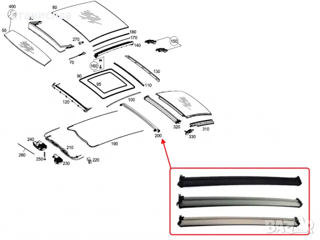  Mercedes GLC W253 Щора за панорамен таван , снимка 4 - Части - 50431530