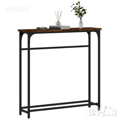 vidaXL Конзолна маса, опушен дъб, 75x19,5x75 см, инженерно дърво（SKU:834137）, снимка 3 - Маси - 49242994