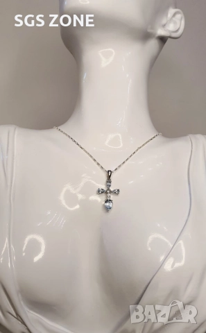 СРЕБЪРЕН КРЪСТ 925 С НАТУРАЛЕН ТОПАЗ, ПЕРИДОТ И ЦИТРИН, снимка 3 - Колиета, медальони, синджири - 52402809