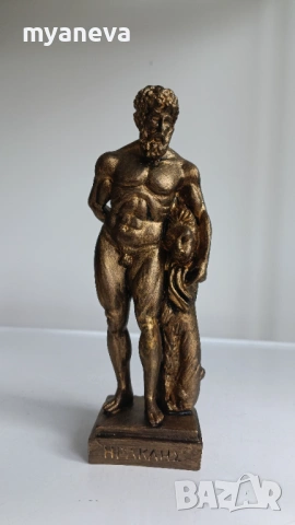 Херкулес в почиваща поза, облегнат на Немейският лъв след като го е победител . , снимка 6 - Статуетки - 53565651