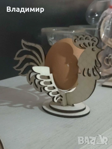 Дървена поставка за яйце, снимка 3 - Декорация за дома - 53874824