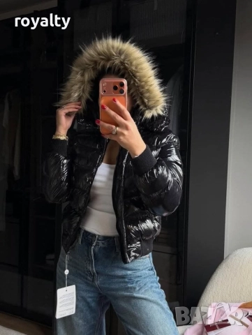 Moncler Дамско Черно Късо Зимно Яке Естествен Пух Монклер