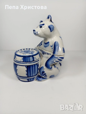 Двоен буркан от руски порцелан Гжел , снимка 2 - Други - 53753120