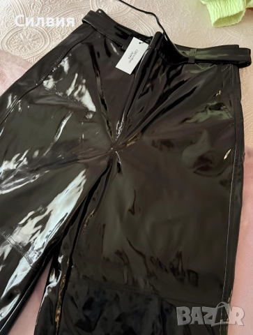 Нов лачен латексов панталон "Calvil Klein" "Келвин Клайн", размер L, снимка 10 - Панталони - 52414037