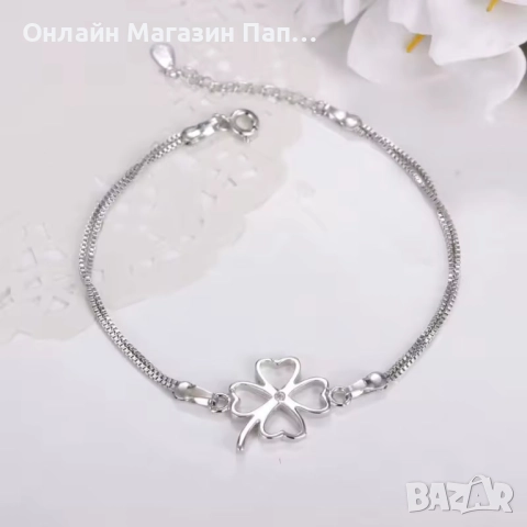 Andara Сребърна гривна S925 „Четерилистна Детелина“, снимка 2 - Гривни - 52448043