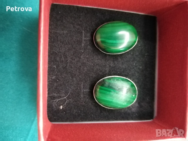 Сребърни обеци с Малахит
