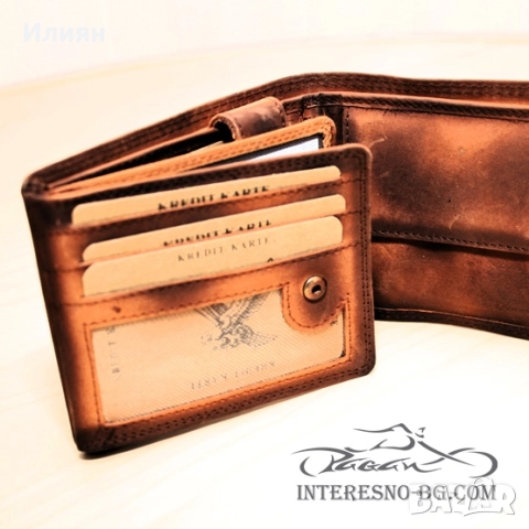 Портфейл естествена кожа KING OF THE ROAD (brown), снимка 4 - Портфейли, портмонета - 52298827