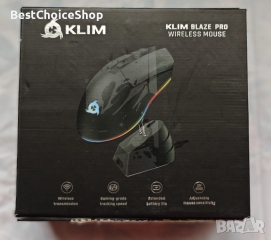 KLIM Blaze Pro презареждаща се безжична геймърска мишка с RGB зарядна станция - нова версия -, снимка 2 - Клавиатури и мишки - 53243441
