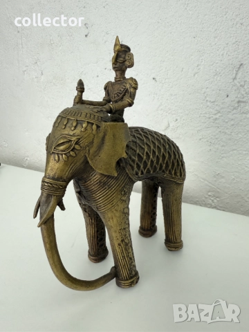 Стара индийска фигура на погонщик със слон. №7583, снимка 5 - Антикварни и старинни предмети - 52316658