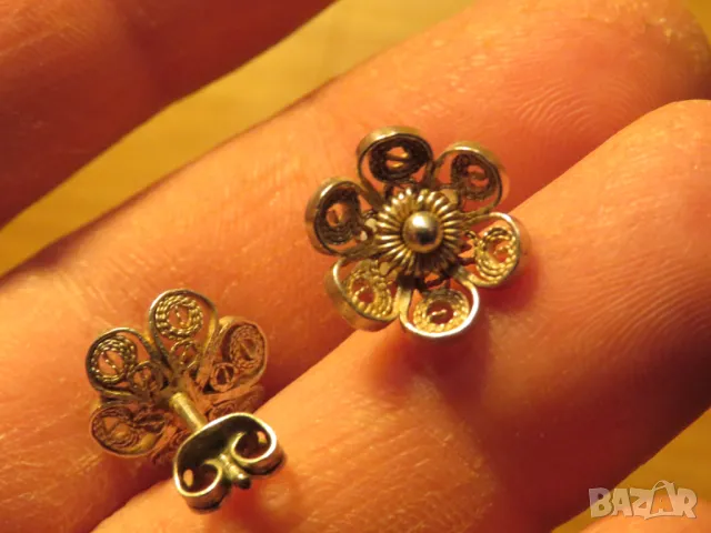 Старинни красиви сребърни дамски обици филигран на винт за да си пленителна и красива 