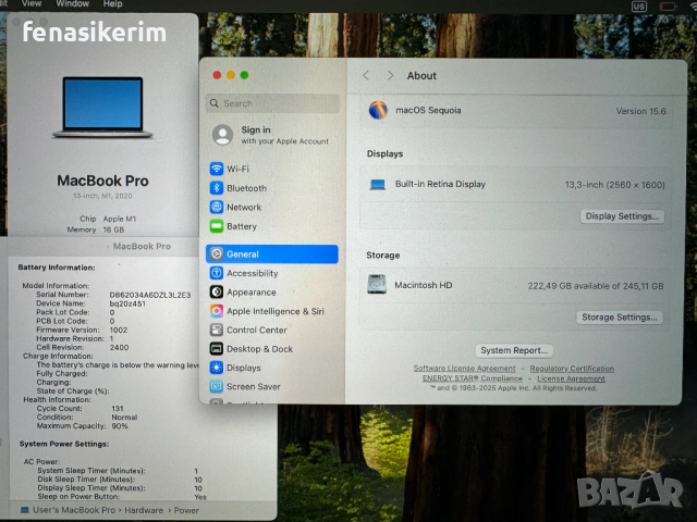 13.3' Apple MacBook Pro M1 2020 Silver 16GB RAM/256 GB SSD - Батерия 14ч., снимка 6 - Лаптопи за работа - 53369170