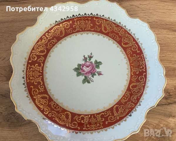  Антична порцеланова чиния Oscar Schlegelmilch.(1910-1930 г.), снимка 3 - Антикварни и старинни предмети - 53879437