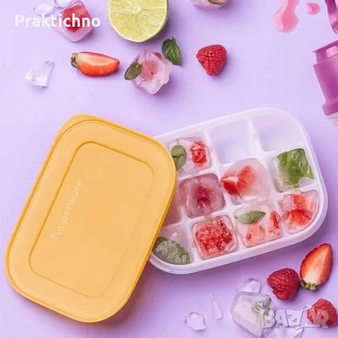 Tupperware Фризерна кутия – Мини форма за лед с оранжев капак, снимка 3 - Кутии за съхранение - 47661996