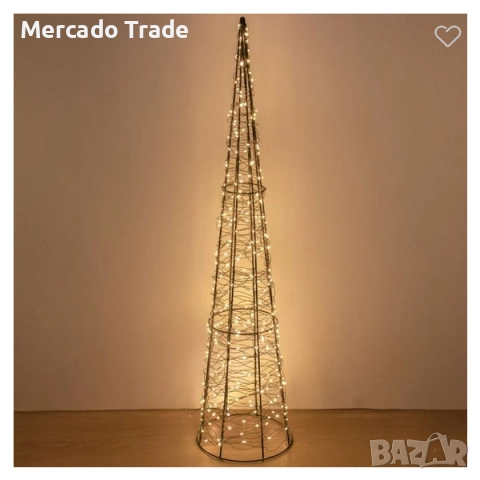 Коледна светеща елха с черна мрежа, 300 LED светлини, 8 функции