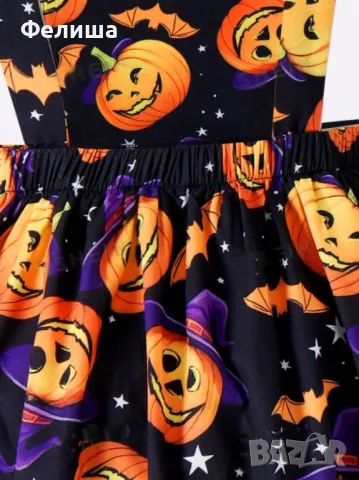 Забавна Рокля с Тиранти / Наситени Цветове / Оранжеви Тикви , снимка 3 - Рокли - 50124597
