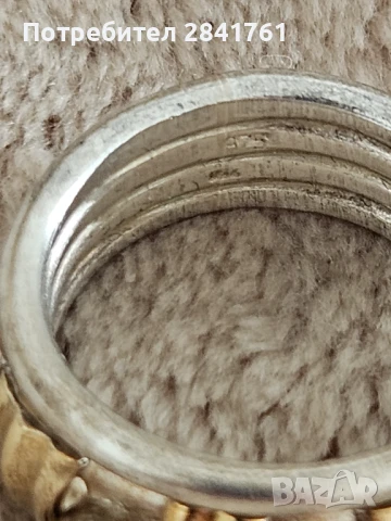 Пръстен сребро и злато, снимка 6 - Пръстени - 50706424