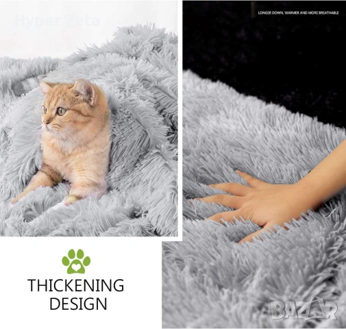 Меко плюшено одеяло за куче или котка, домашен любимец 100x75 см сиво, снимка 4 - За кучета - 53910184