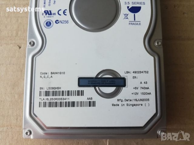 Хард диск Maxtor DiamondMax 10 6L250R0 250GB IDE Ultra ATA133, снимка 3 - Твърди дискове - 45684132