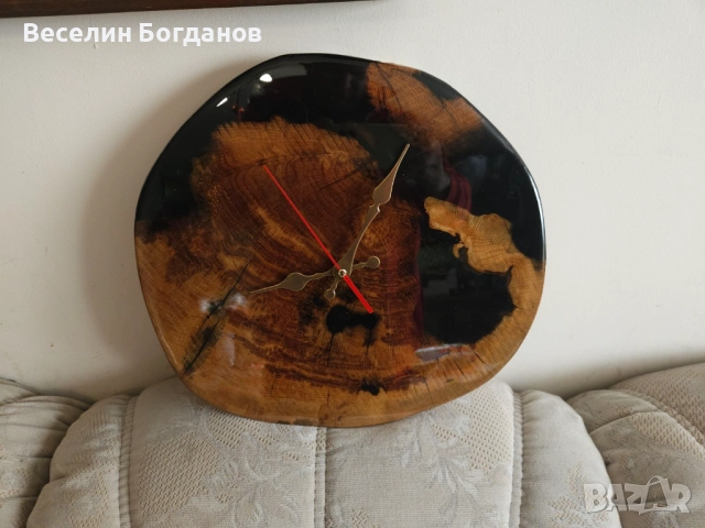 Часовник изработен от епоксидна смола и дърво , снимка 6 - Стенни часовници - 52951976