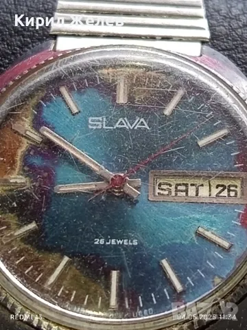 Стар механичен часовник мъжки Слава СССР 26 камъка за ремонт части КОЛЕКЦИЯ 48093, снимка 4 - Антикварни и старинни предмети - 50149932