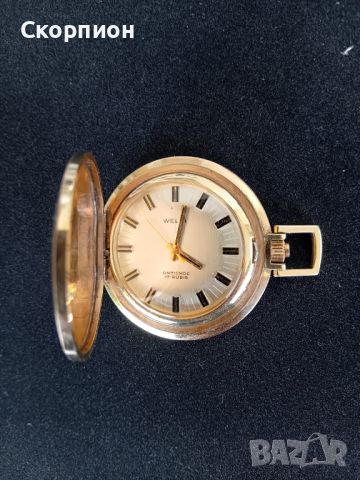 Швейцарски джобен часовник  - WELTA - 17 рубина с позлата, снимка 3 - Джобни - 46448033