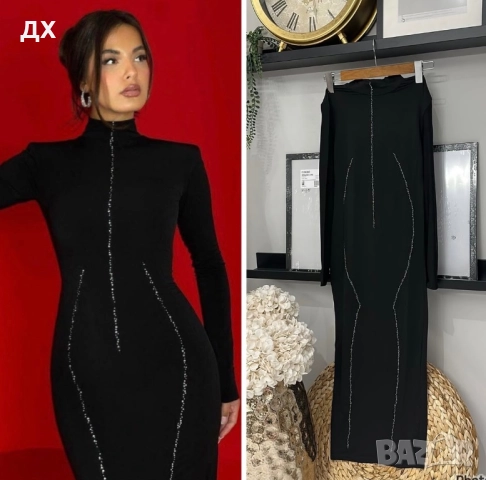 Жестока официална рокля по тялото с камъни