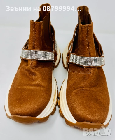 Боти Челси от велур с декорация от кристали Aeropostale, снимка 2 - Дамски боти - 50499643