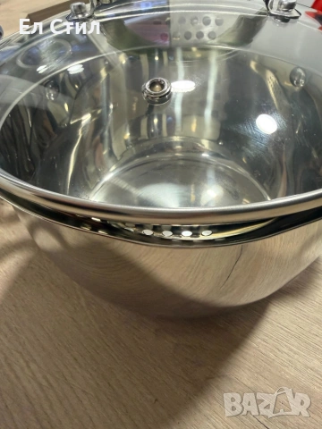 Комплект тенджери – 3 броя с капак от неръждаема стомана с 5-слойно капсулно дъно, снимка 7 - Съдове за готвене - 53574076