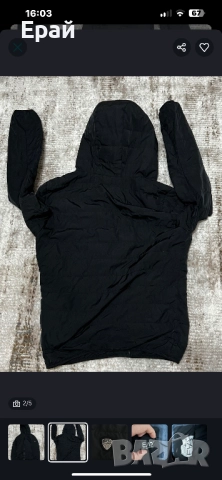 Мъжко черно яке с качулка EA7, снимка 2 - Якета - 51976452