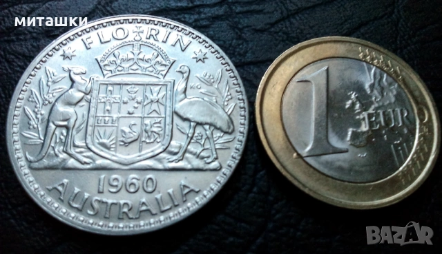 1 флорин 1960 година Австралия сребро, снимка 4 - Нумизматика и бонистика - 53636680