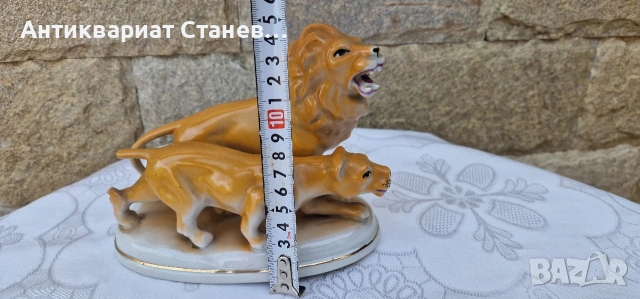 Българска порцеланова фигура- лъв и лъвица, снимка 12 - Декорация за дома - 53875233